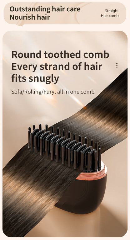 Mini Wireless Hair Straightening Comb – Portable Heated Styling Brush