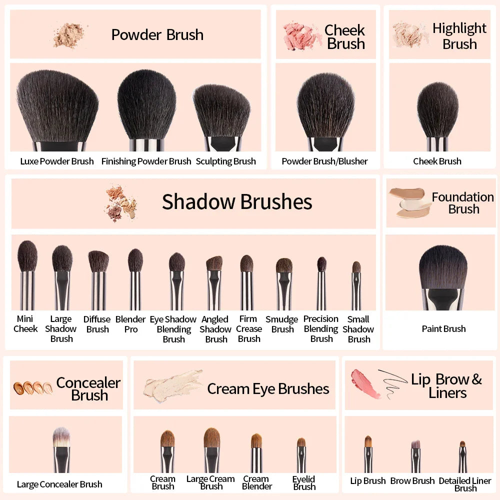 OVW Natural Goat Hair Makeup Brush Set